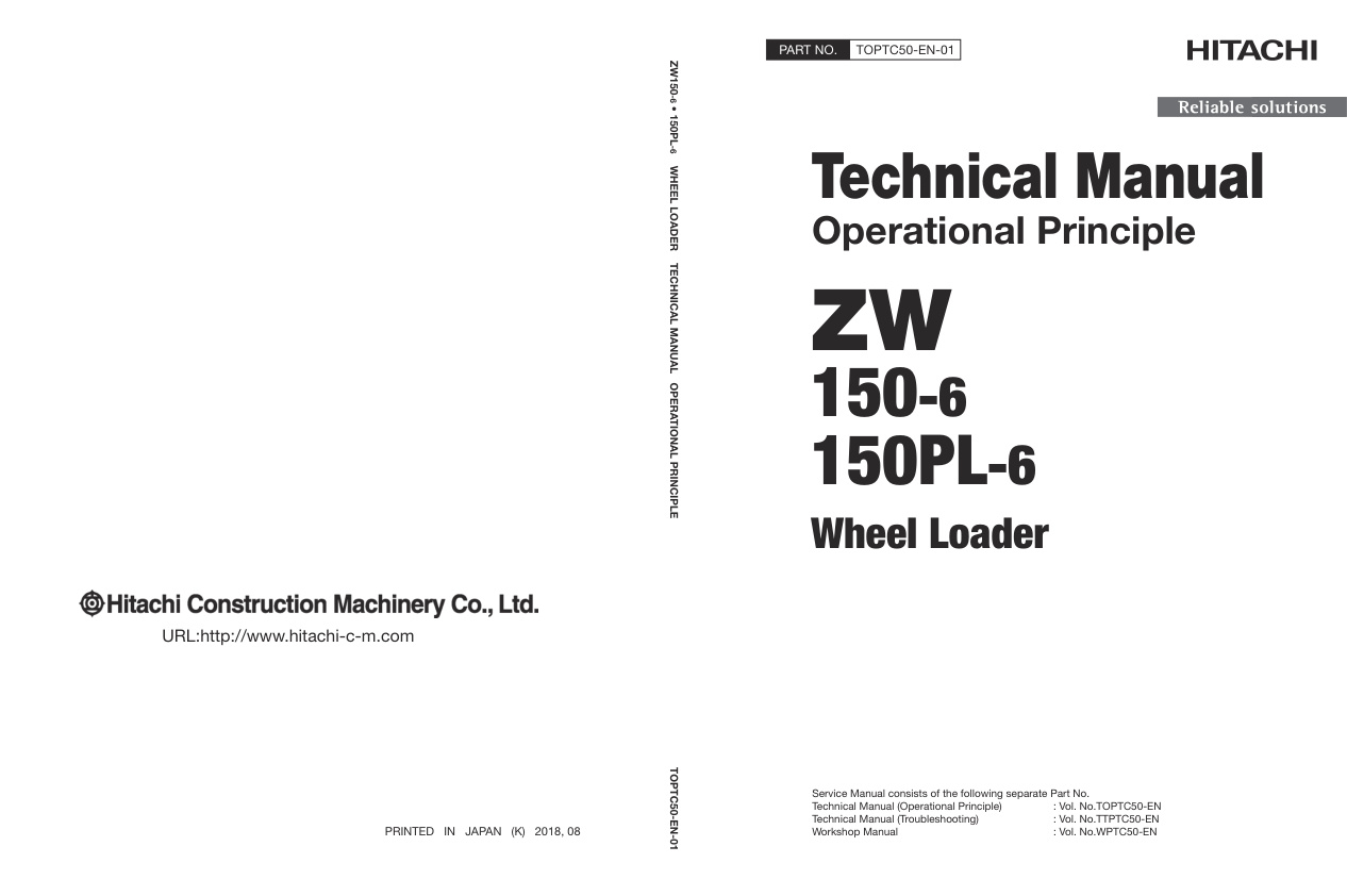 page_1 Technical Manual Hitachi ZW150-6, ZW150PL-6 Wheel Loader | TOPTC50-EN-01
