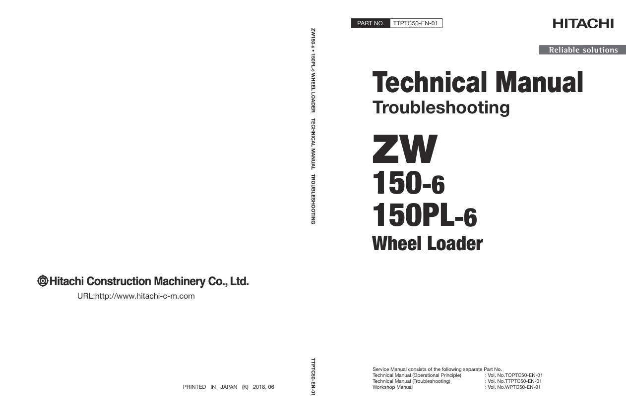 page_1 Technical Manual Hitachi ZW150-6, ZW150PL-6 Wheel Loader | TTPTC50-EN-01