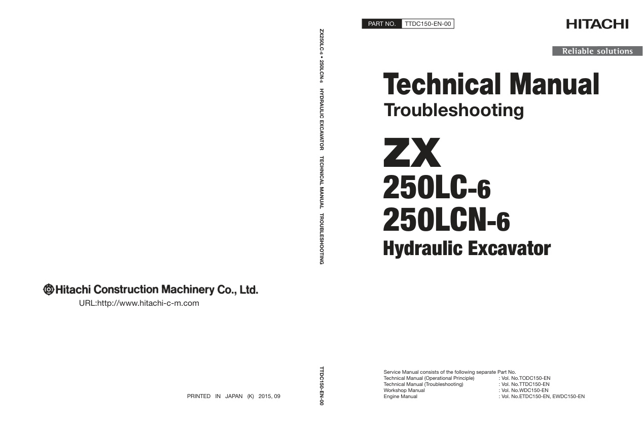 page_1 Technical Manual Hitachi ZX250LC-6, ZX250LCN-6 Hydraulic Excavator | TTDC150-EN-00