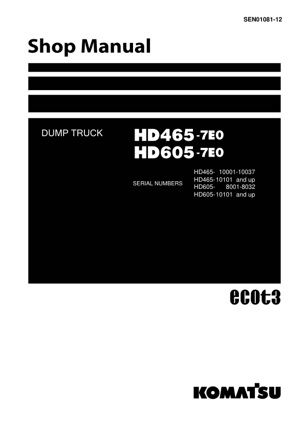page_1 Service manual Komatsu HD465-7E0, HD605-7E0 | SEN01081-12