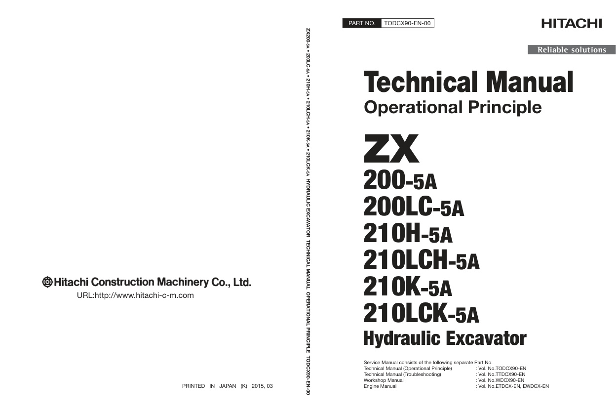 page_1 Technical Manual Hitachi ZX200-5A, ZX200LC-5A, ZX210H-5A, ZX210LCH-5A, ZX210K-5A, ZX210LCK-5A | TODCX90-EN-00