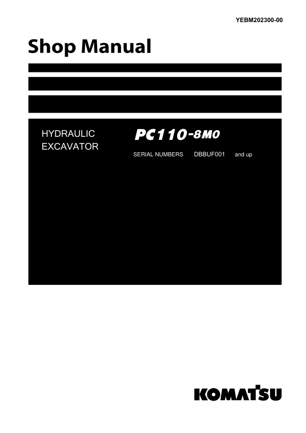 page_1 Service manual Komatsu PC110-8M0 DBBUF001 & Up | YEBM202300-00