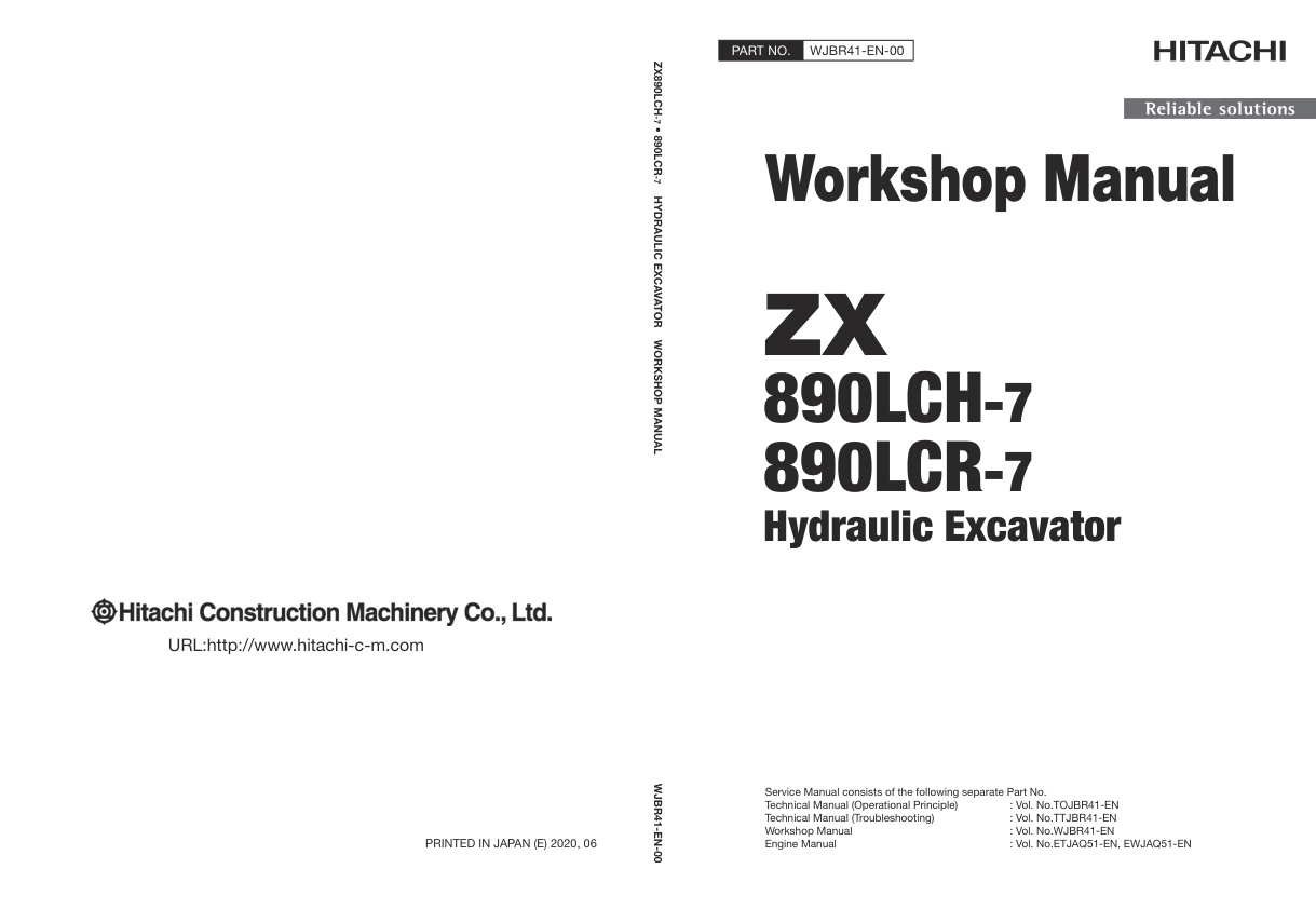 page_1 Service manual Hitachi ZX870-7, ZX870LC-7 Hydraulic Excavator | WJBR41-EN-00