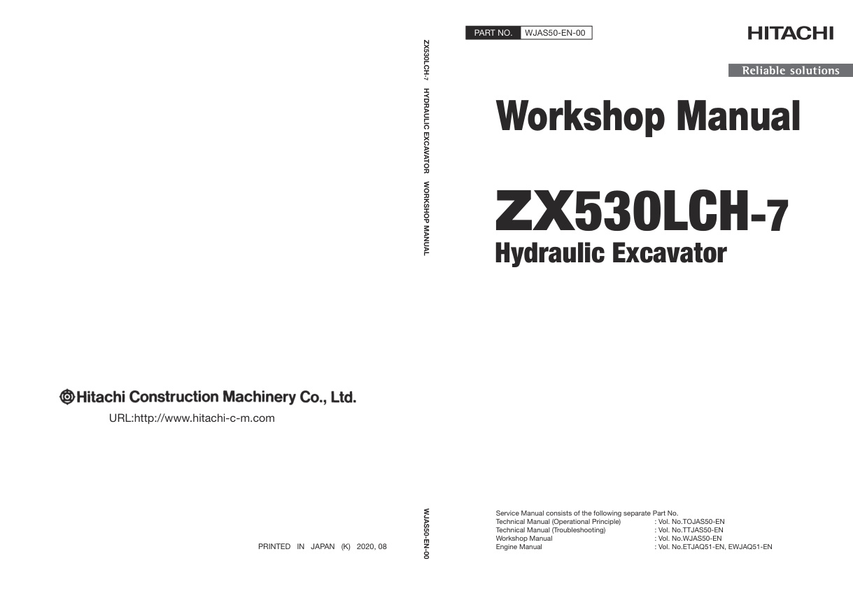 page_1 Service manual Hitachi ZX530LCH-7 Hydraulic Excavator | WJAS50-EN-00