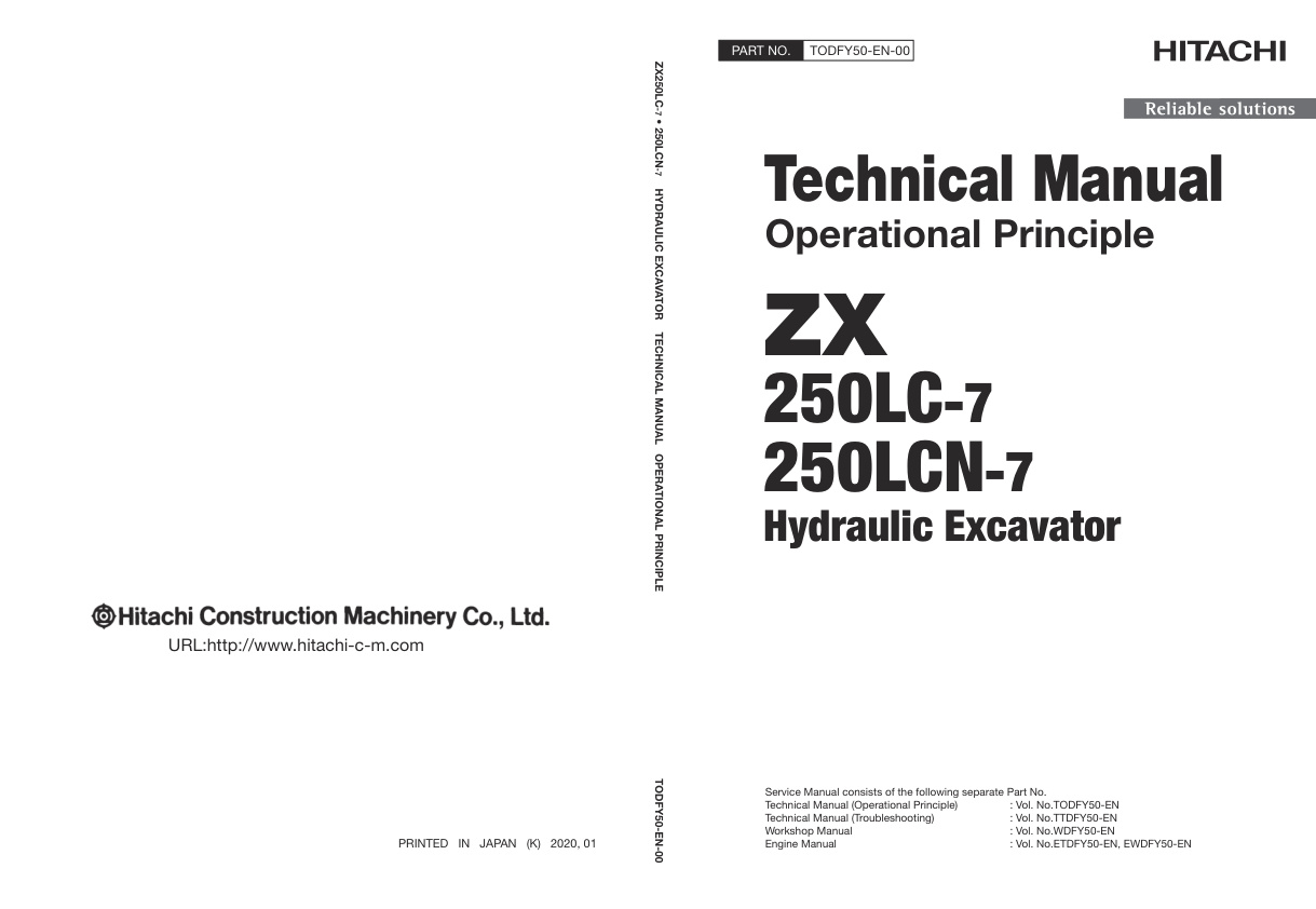 page_1 Technical Manual Hitachi ZX250LC-7, ZX250LCN-7 Hydraulic Excavator | TODFY50-EN-00 (2020.01.15)