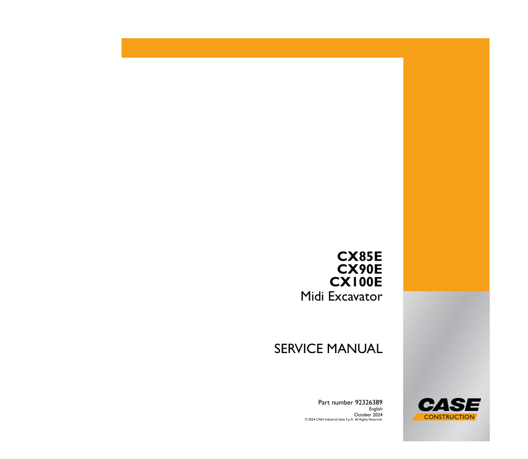 page_1 Service manual Case CX85E, CX90E, CX100E Midi Excavator | 92326389