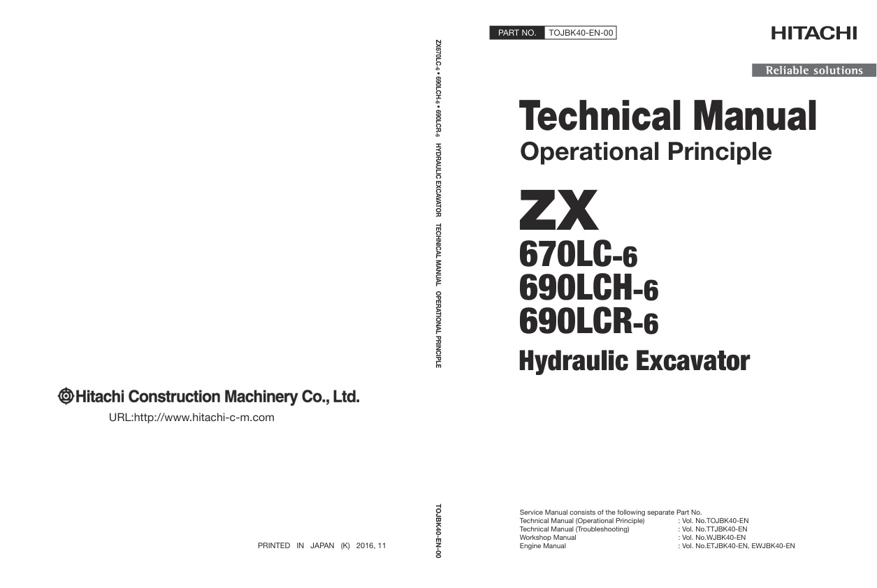 page_1 Technical Manual Hitachi ZX670LC-6, ZX690LCH-6, ZX690LCR-6 Hydraulic Excavator | TOJBK40-EN-00