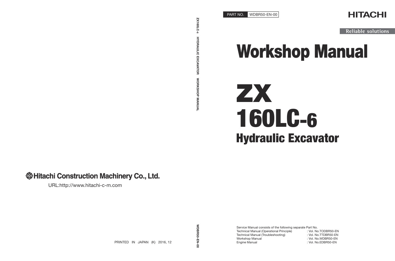 page_1 Service manual Hitachi ZX160LC-6 Hydraulic Excavator | WDBR50-EN-00 (2017.12.22)