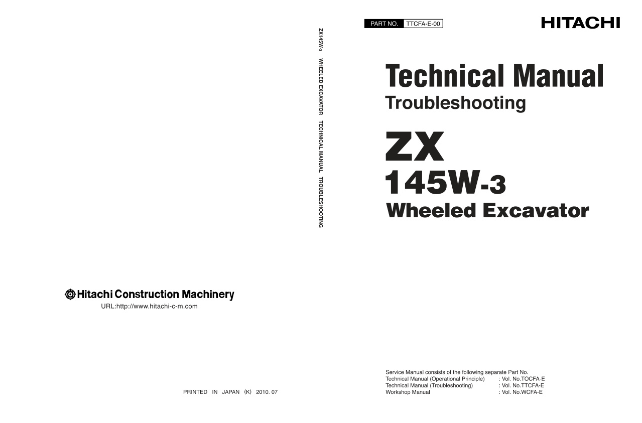 page_1 Technical Manual Hitachi ZX145W-3 Wheeled Excavator | TTCFA-E-00 (2015.02.13)