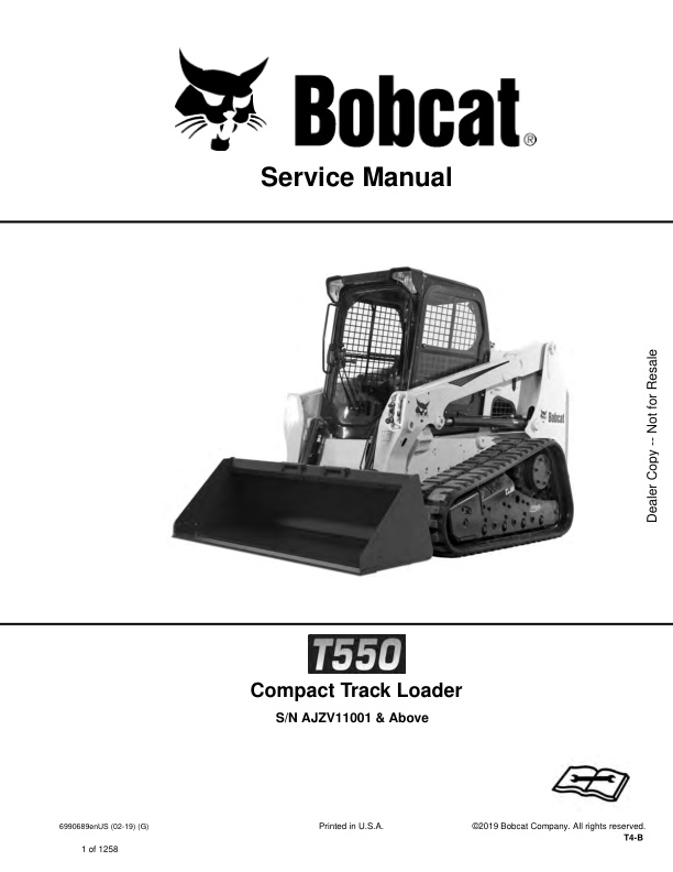 page_1 Service manual Bobcat T550 Compact Track Loader | 6990689 (02-19)