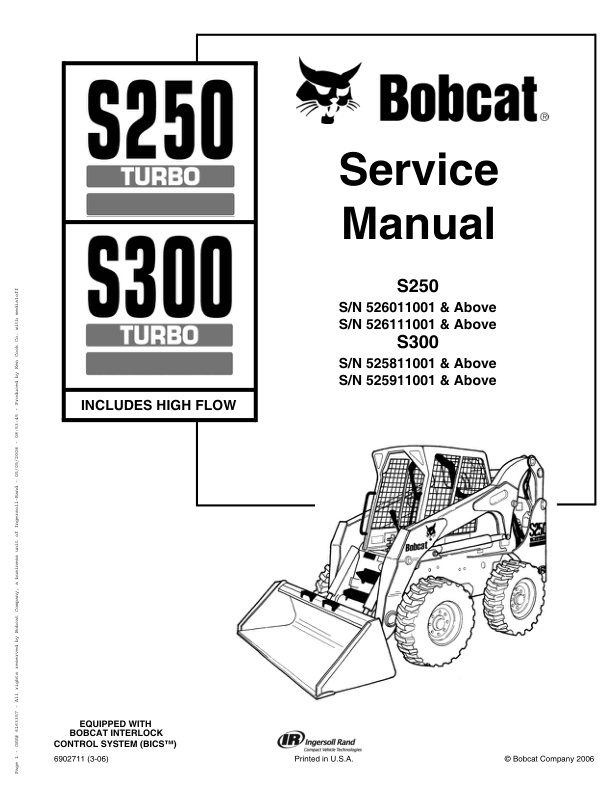 page_1 Service manual Bobcat S250, S300 Skid-Steer Loader | 6902711 (3-06)