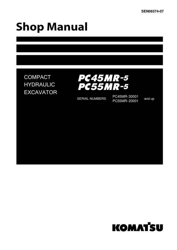page_1 Service manual Komatsu PC45MR-5 30001 & Up, PC55MR-5 20001 & Up | SEN06574-07
