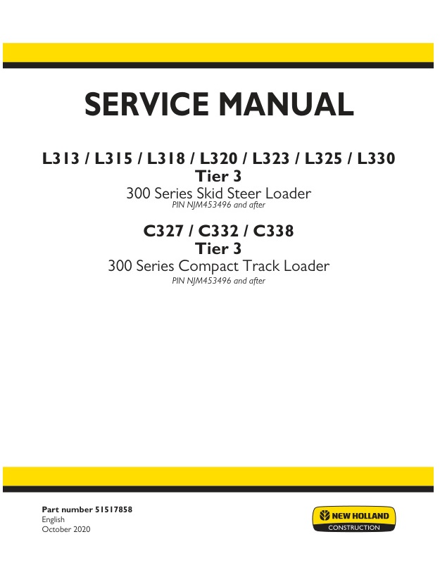 page_1 Service manual New Holland L313, L315, L318, L320, L323, L325, L330, C327, C332, C338 | 51517858