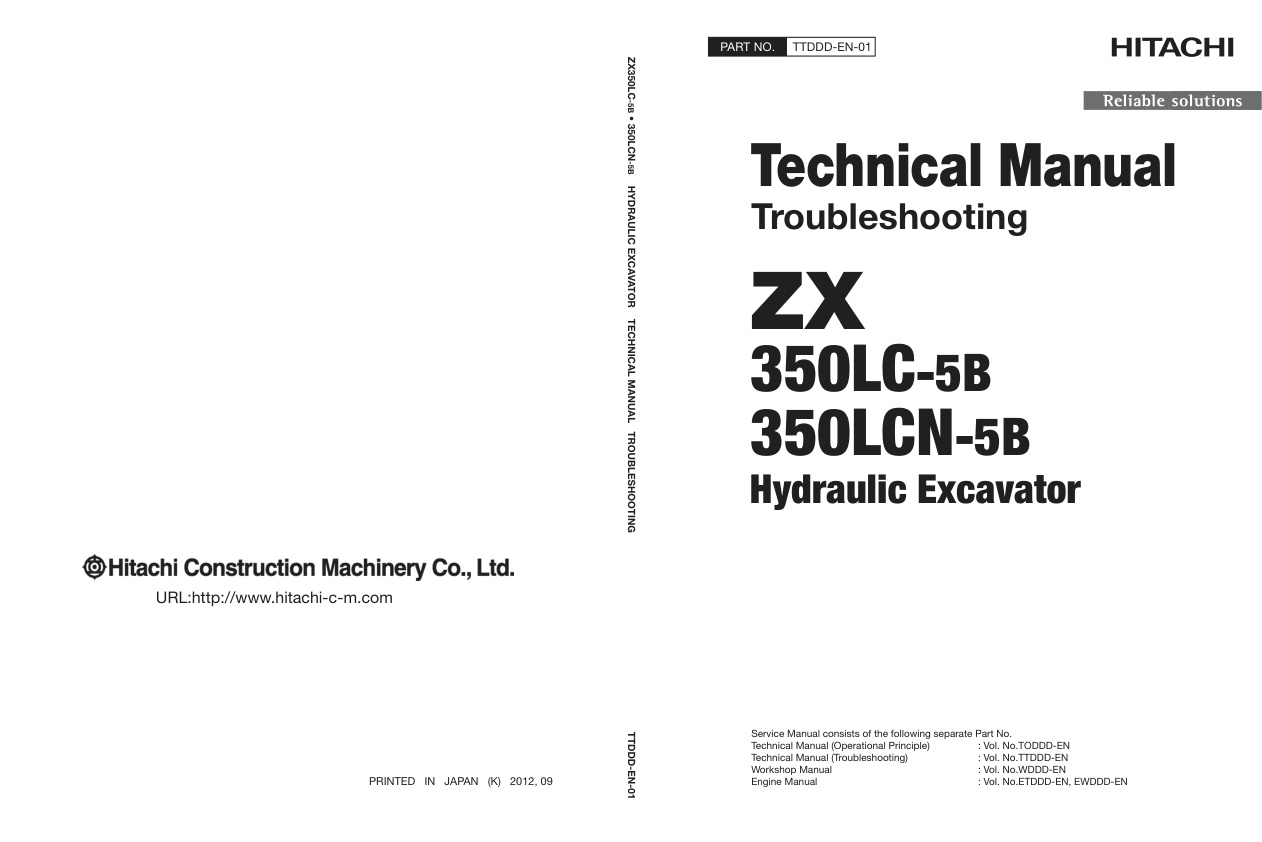 page_1 Technical Manual Hitachi ZX350LC-5B, ZX350LCN-5B Hydraulic Excavator | TTDDD-EN-01