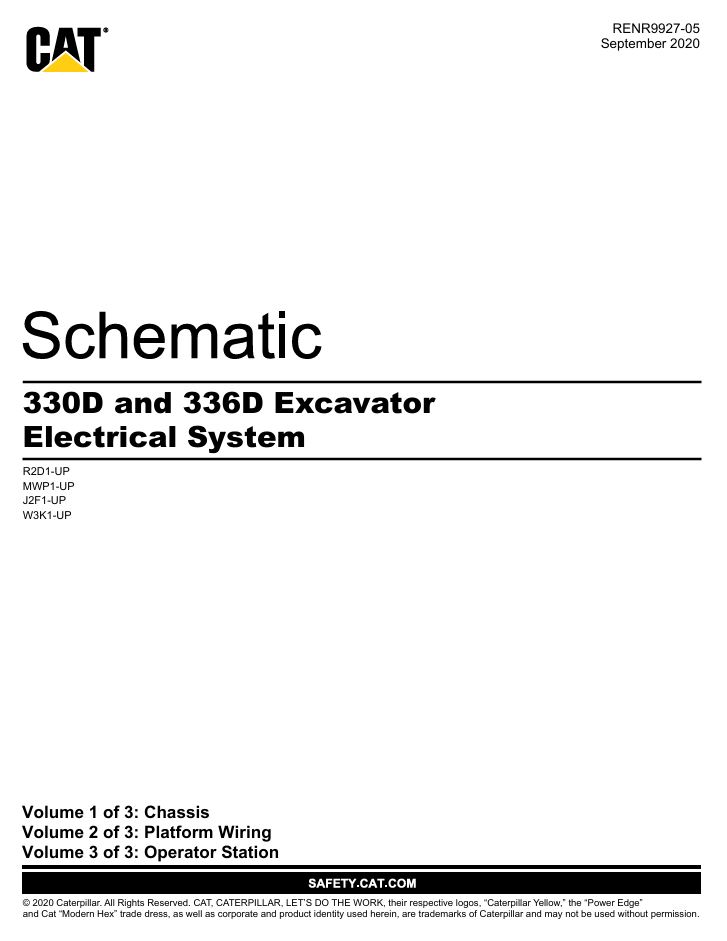 0 Schematic Caterpillar 330D & 336D Excavator Electrical System | RENR9927-05