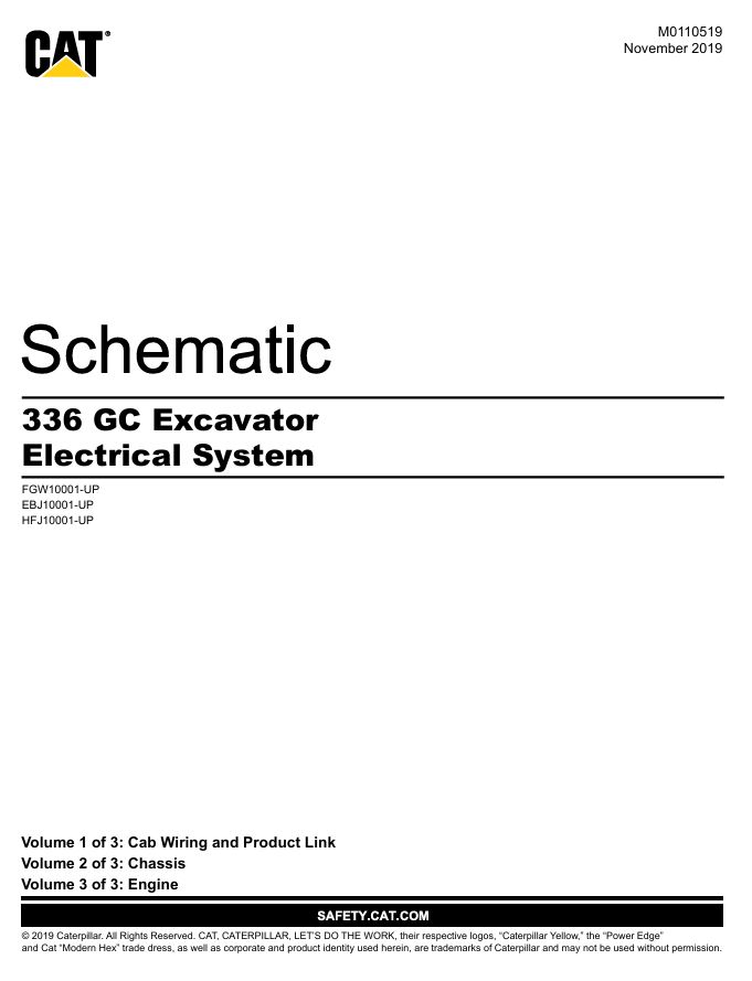 1 Schematic Caterpillar 336 GC Excavator (Electrical System) | M0110519
