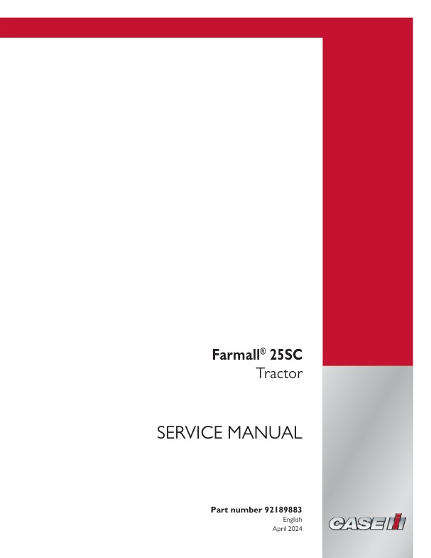 page_1 Service manual Case Farmall 25SC Tractor | 92189883