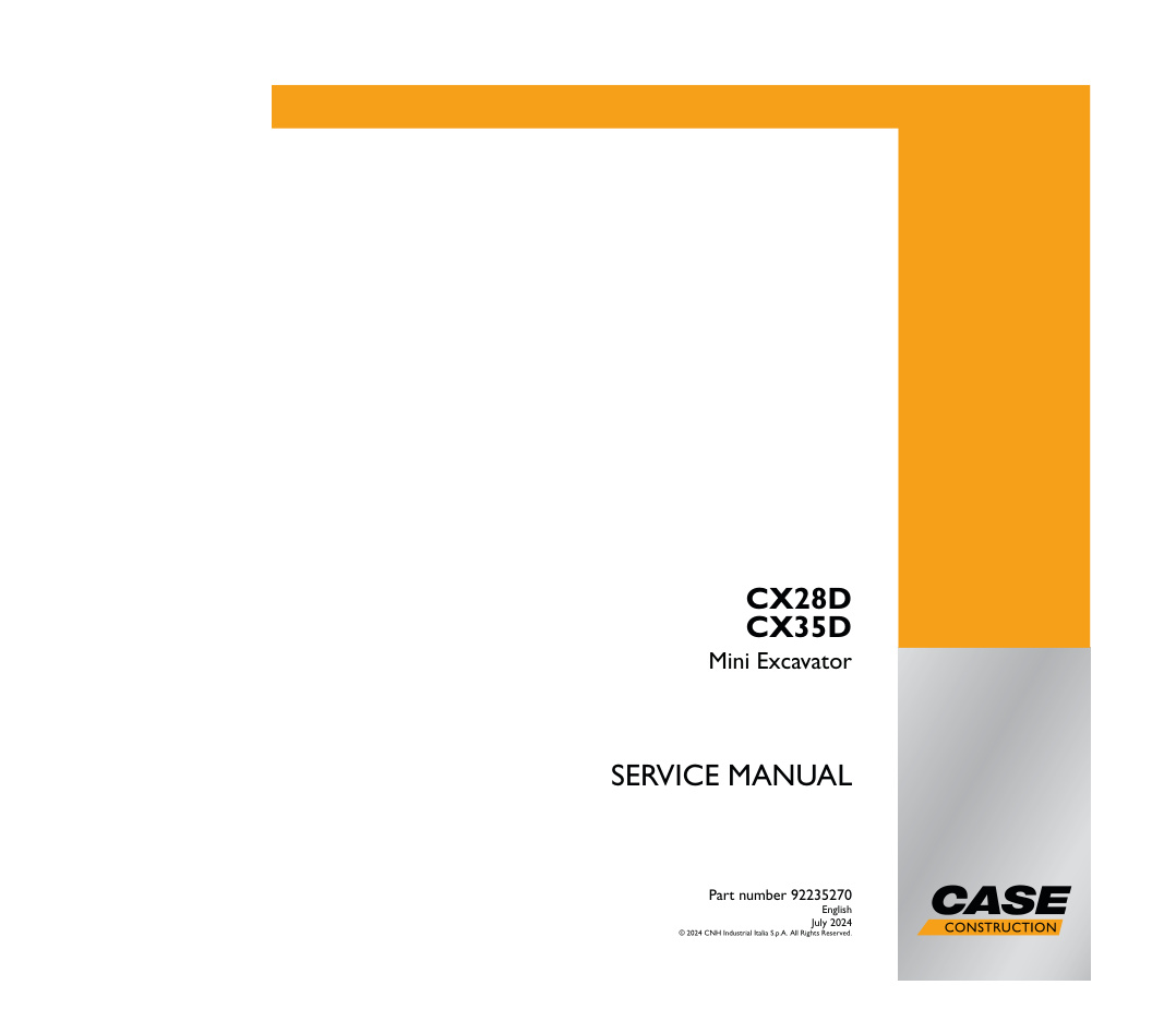 page_1 Service manual Case CX28D, CX35D Mini Excavator | 92235270