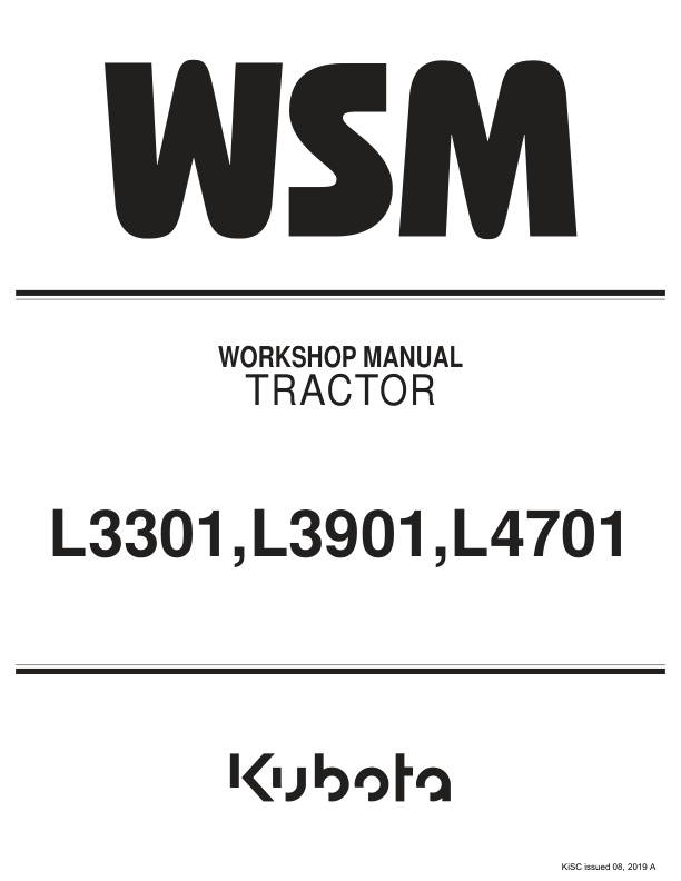 page_1 Service manual Kubota L3301, L3901, L4701 Tractor | 9Y111-10123