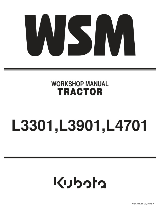 page_1 Service manual Kubota L3301, L3901, L4701 Tractor | 9Y111-10121