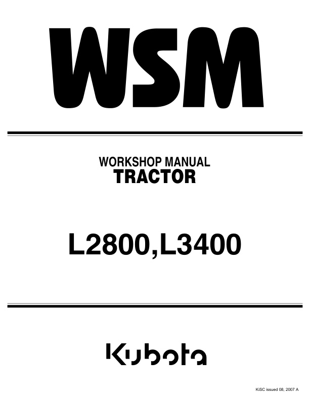page_1 Service manual Kubota L2800, L3400 Tractor | 9Y011-13193