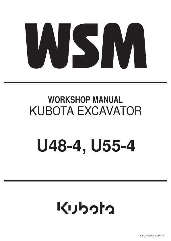 page_1 Service manual Kubota U48-4, U55-4 Excavator | RY921-20530