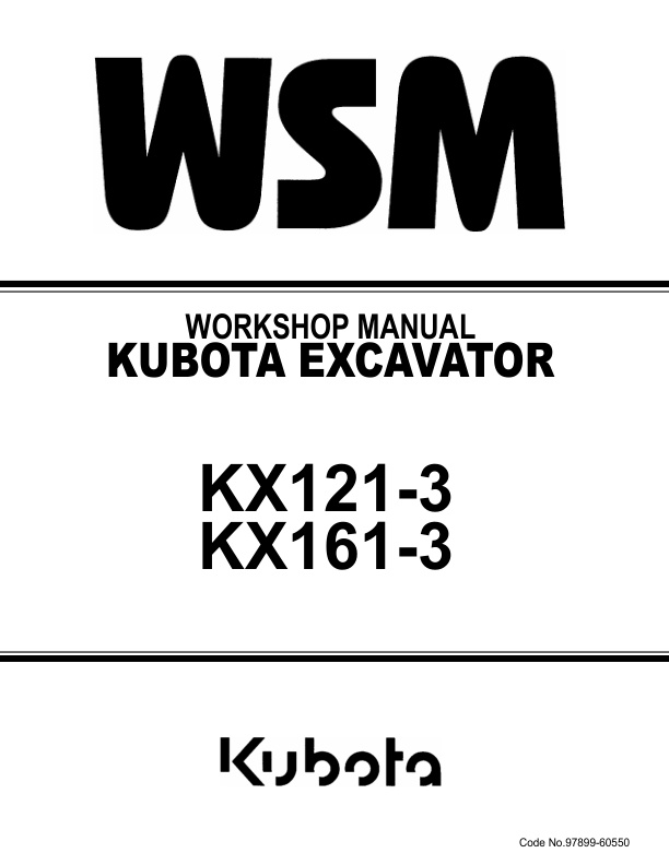 page_1 Service manual Kubota KX121-3, KX161-3 Excavator | 97899-60550