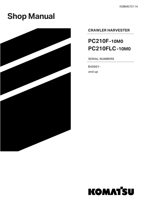 page_1 Service manual Komatsu PC210F-10M0, PC210FLC-10M0 B40001 & Up | KEBM670114