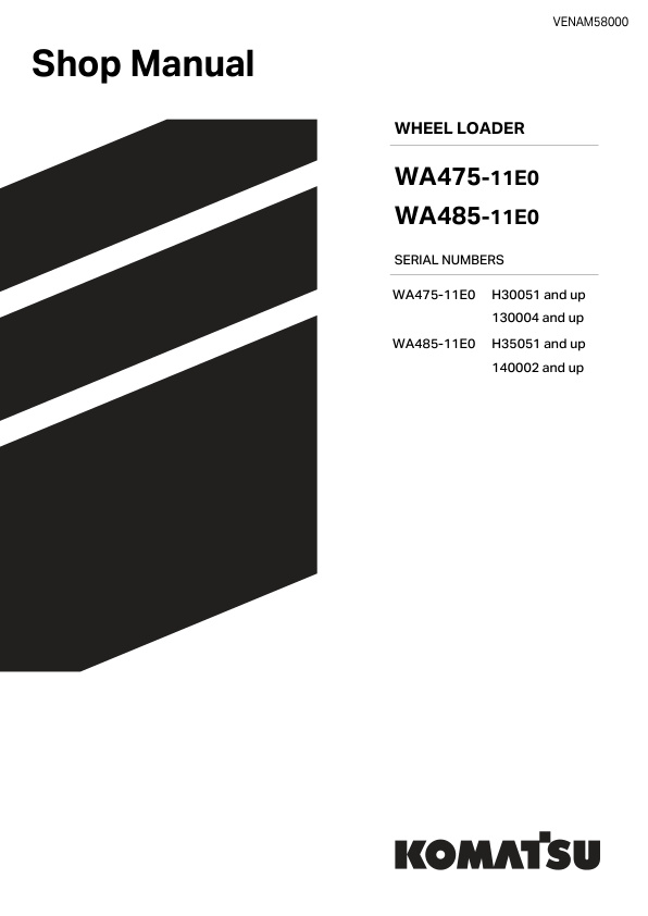 page_1 Service manual Komatsu WA475-11E0, WA485-11E0 Wheel Loaders | VENBM58000