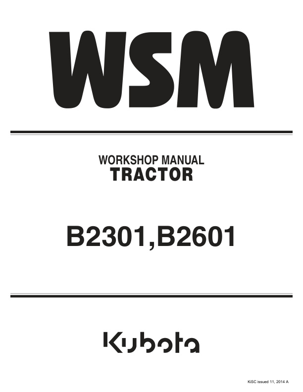 page_1 Service manual Kubota B2301, B2601 Tractor | 9Y111-11560