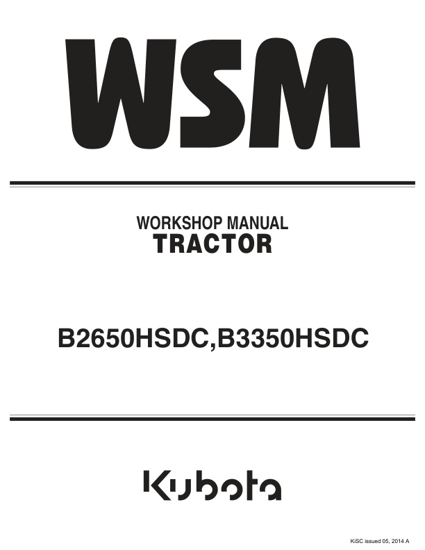 page_1 Service manual Kubota B2650HSDC, B3350HSDC Tractor | 9Y111-08221