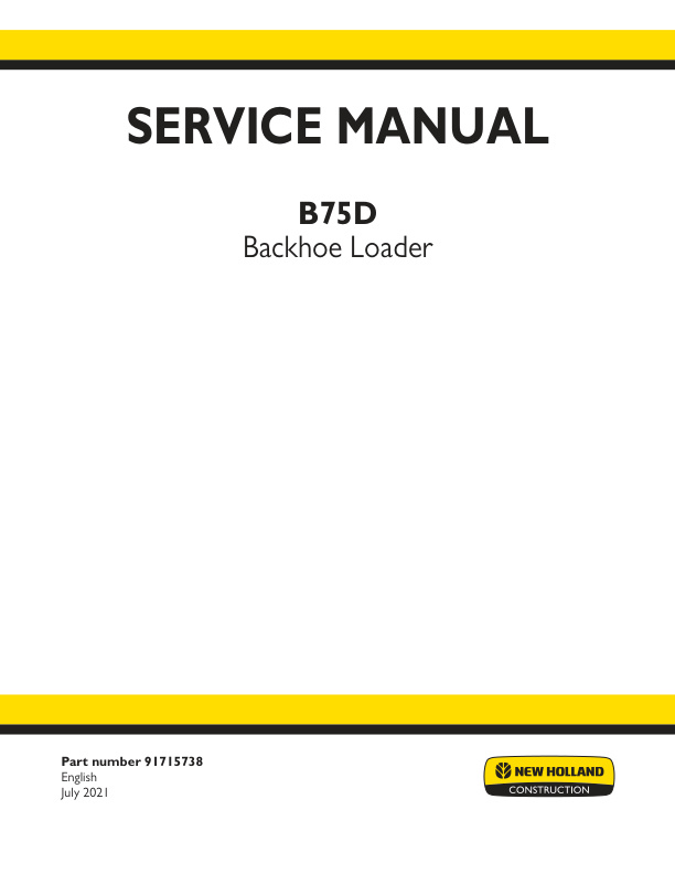 page_1 Service manual New Holland B75D Backhoe Loader | 91715738