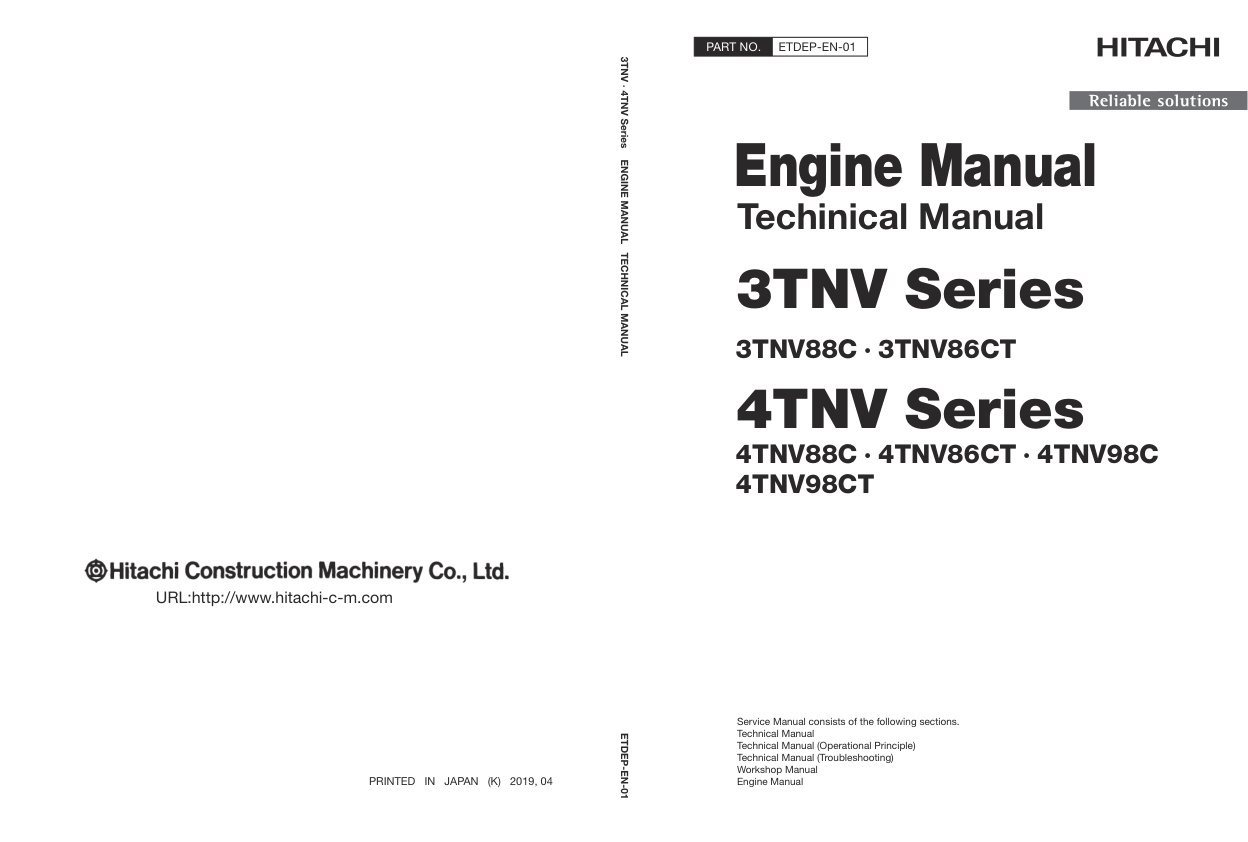 Techinical Manual Hitachi 3TNV, 4TNV Series Engines | ETDEP-EN-01