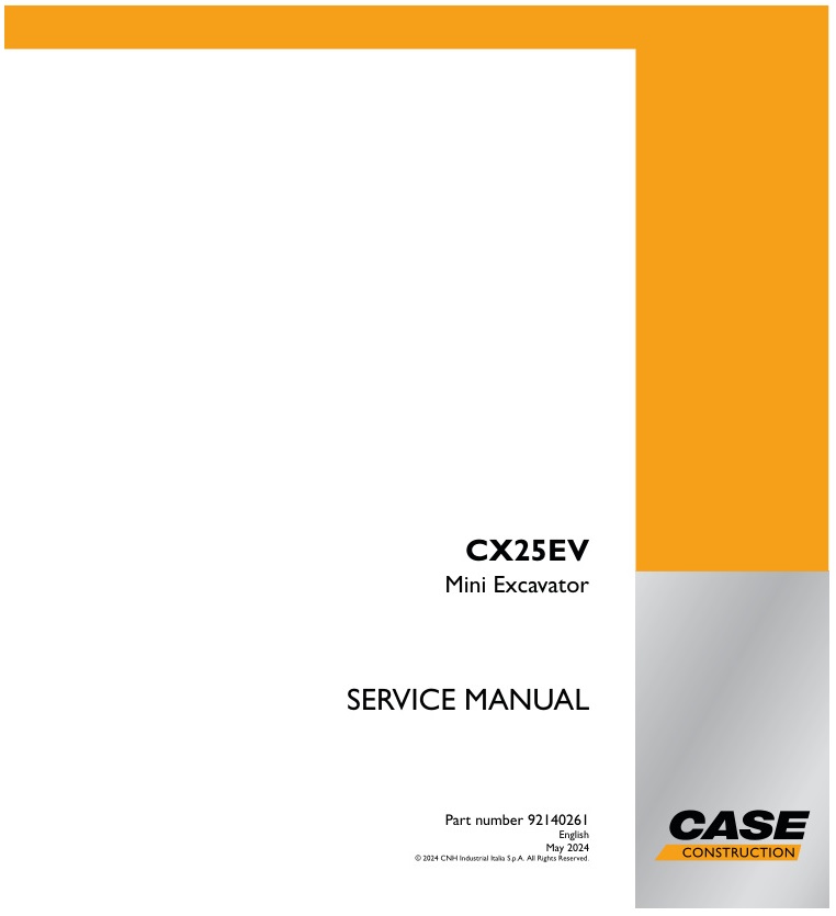 page_1 Service manual Case CX25EV Mini Excavator | 92140261