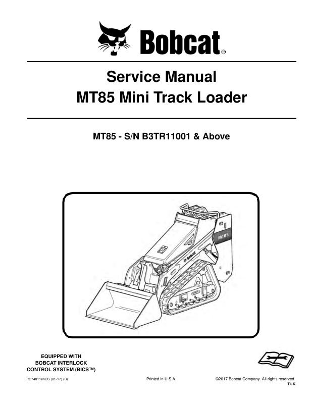 page_1 Service manual Bobcat MT85 B3TR11001 & Up | 7274811 (01-17)