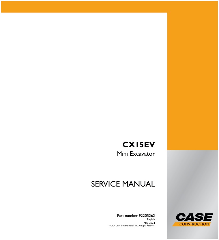 page_1 Service manual Case CX15EV Mini Excavator | 92205262