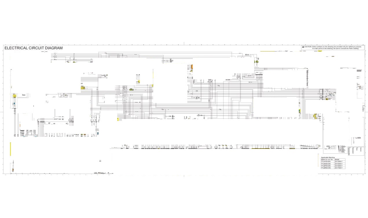 1 Electrical & Hydraulic Circuit Diagram Hitachi ZX155W-7 Wheeled Excavator | TTLBS50-EN-00 (2023.12.28)