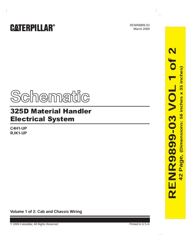 1 Schematic Caterpillar 325D Material Handler Electrical System | RENR9899-03