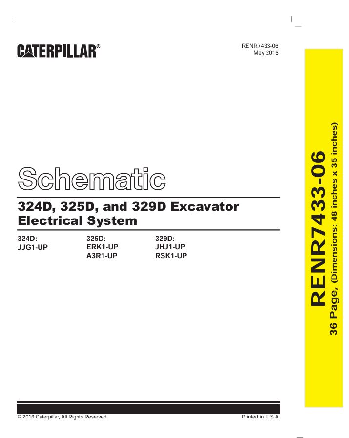 1 Schematic Caterpillar 324D, 325D, and 329D Excavator Electrical System | RENR7433-06