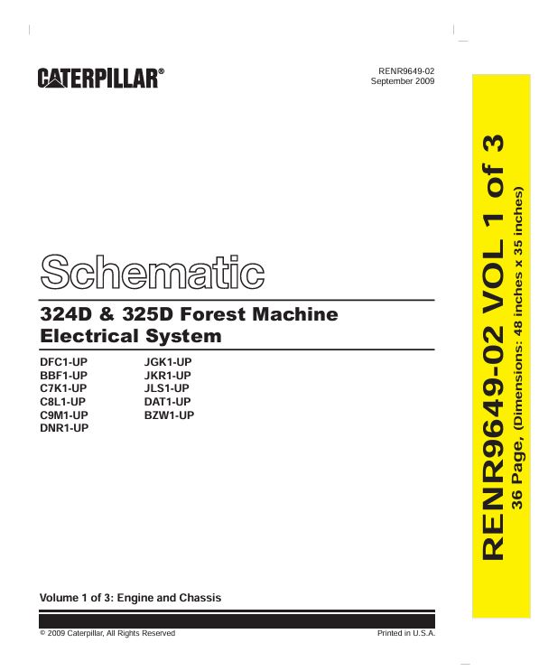 1 Schematic Caterpillar 324D & 325D Forest Machine Electrical System | RENR9649-02