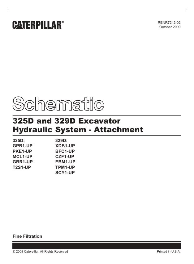 1 Schematic Caterpillar 325D and 329D Excavator Hydraulic System – Attachment | RENR7242-02