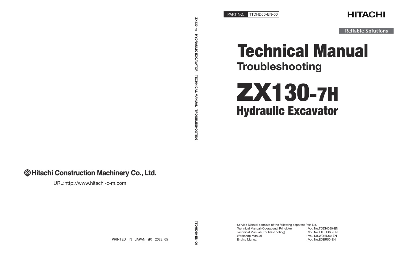 page_1 Technical Manual Hitachi ZX130-7H Hydraulic Excavator | TTDHD60-EN-00