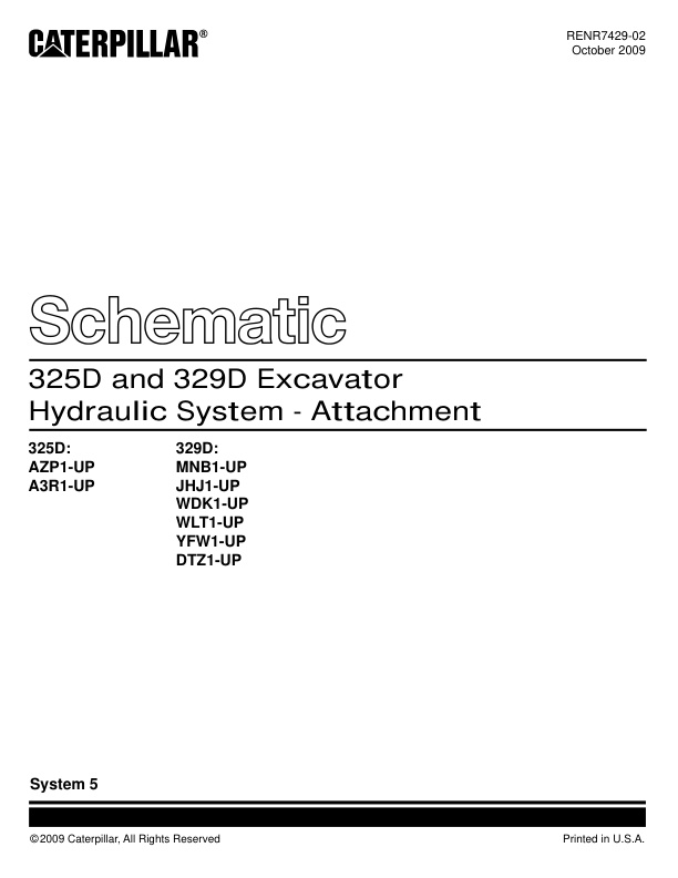 page_2 Schematic Caterpillar 325D and 329D Excavator Hydraulic System – Attachment | RENR7429-02