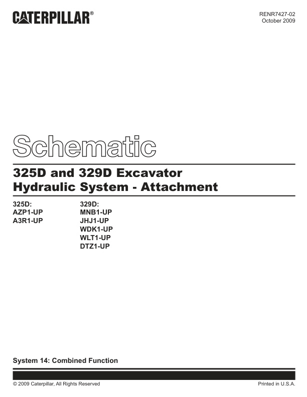 page_2 Schematic Caterpillar 325D and 329D Excavator Hydraulic System – Attachment | RENR7427-02
