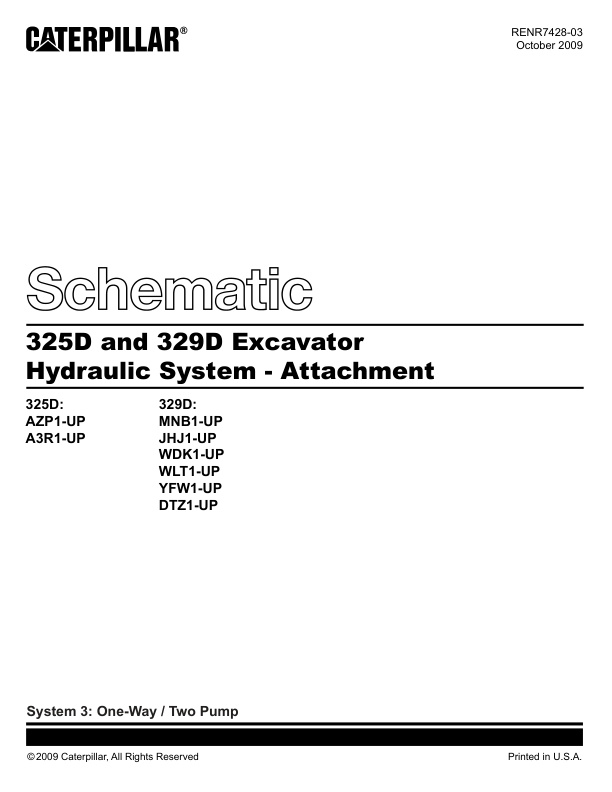 page_2 Schematic Caterpillar 325D and 329D Excavator Hydraulic System – Attachment | RENR7428-03