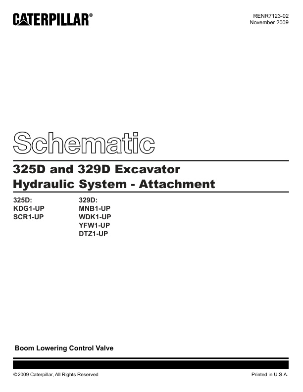page_2 Schematic Caterpillar 325D and 329D Excavator Hydraulic System – Attachment | RENR7123-02