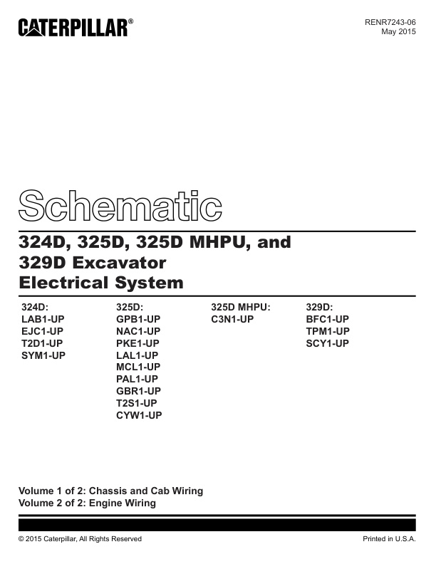 page_2 Schematic Caterpillar 324D, 325D, 325D MHPU, and 329D Excavator Electrical System | RENR7243-06