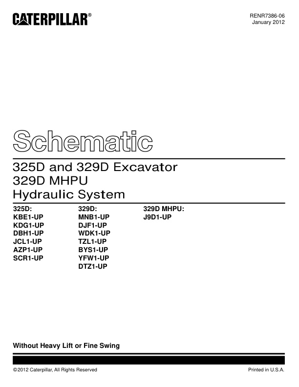 page_2 Schematic Caterpillar 325D and 329D Excavator 329D MHPU Hydraulic System | RENR7386-06
