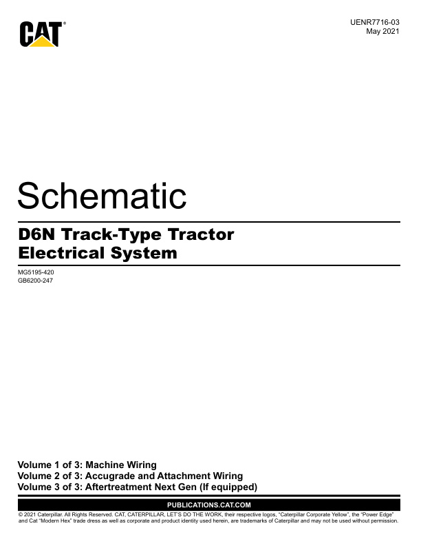 page_3 Schematic Caterpillar D6N Track-Type Tractor Electrical System | UENR7716-03