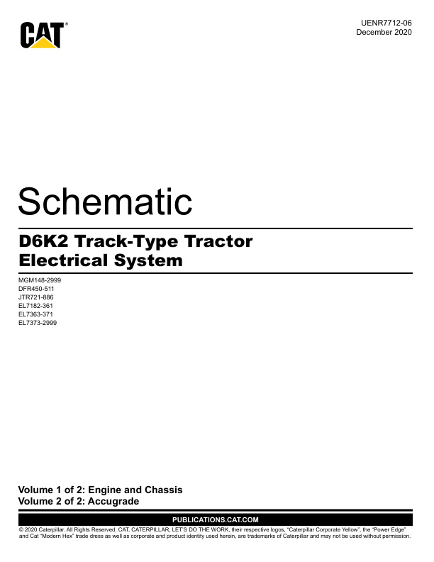 page_3 Schematic Caterpillar D6K2 Track-Type Tractor Electrical System | UENR7712-06